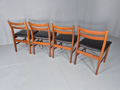 4 Vintage Jentique Dining Chairs Teak Frames Black Vinyl 60s RETRO MCM EB1195