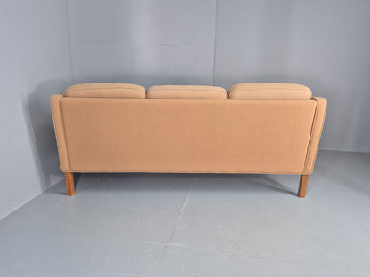 Vintage 3 Seater Sofa Beige Wool Upholstery Hurup MCM Retro 1980s EB12173