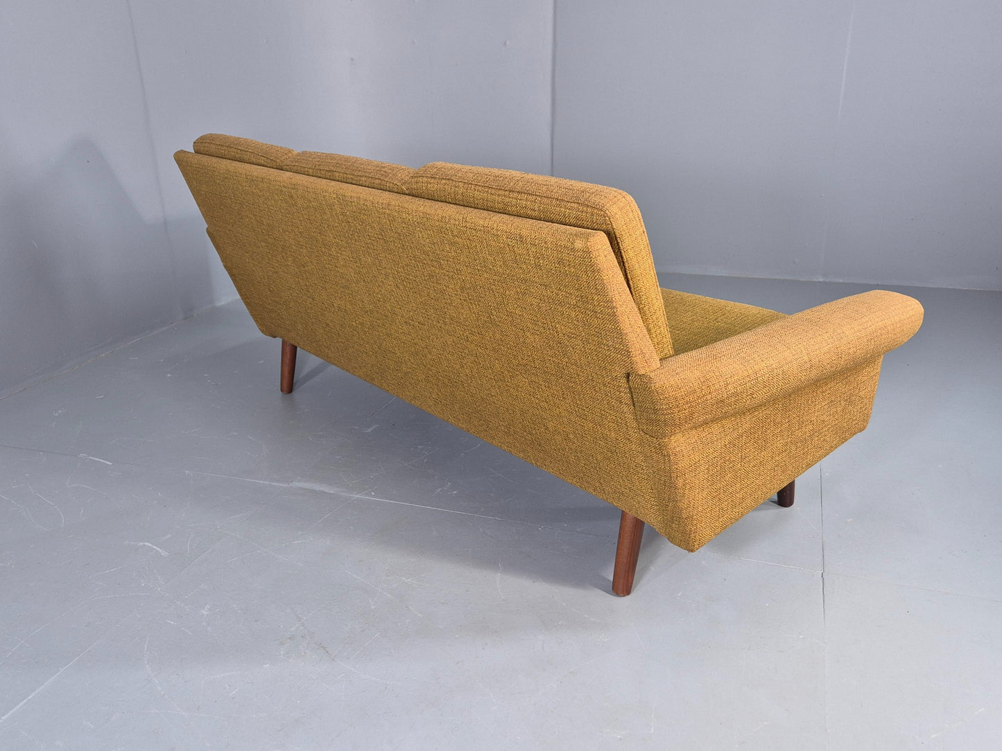 Vintage Danish 3 Seater Sofa 1960s Mid Century Retro Muted Yellow Green EB12541