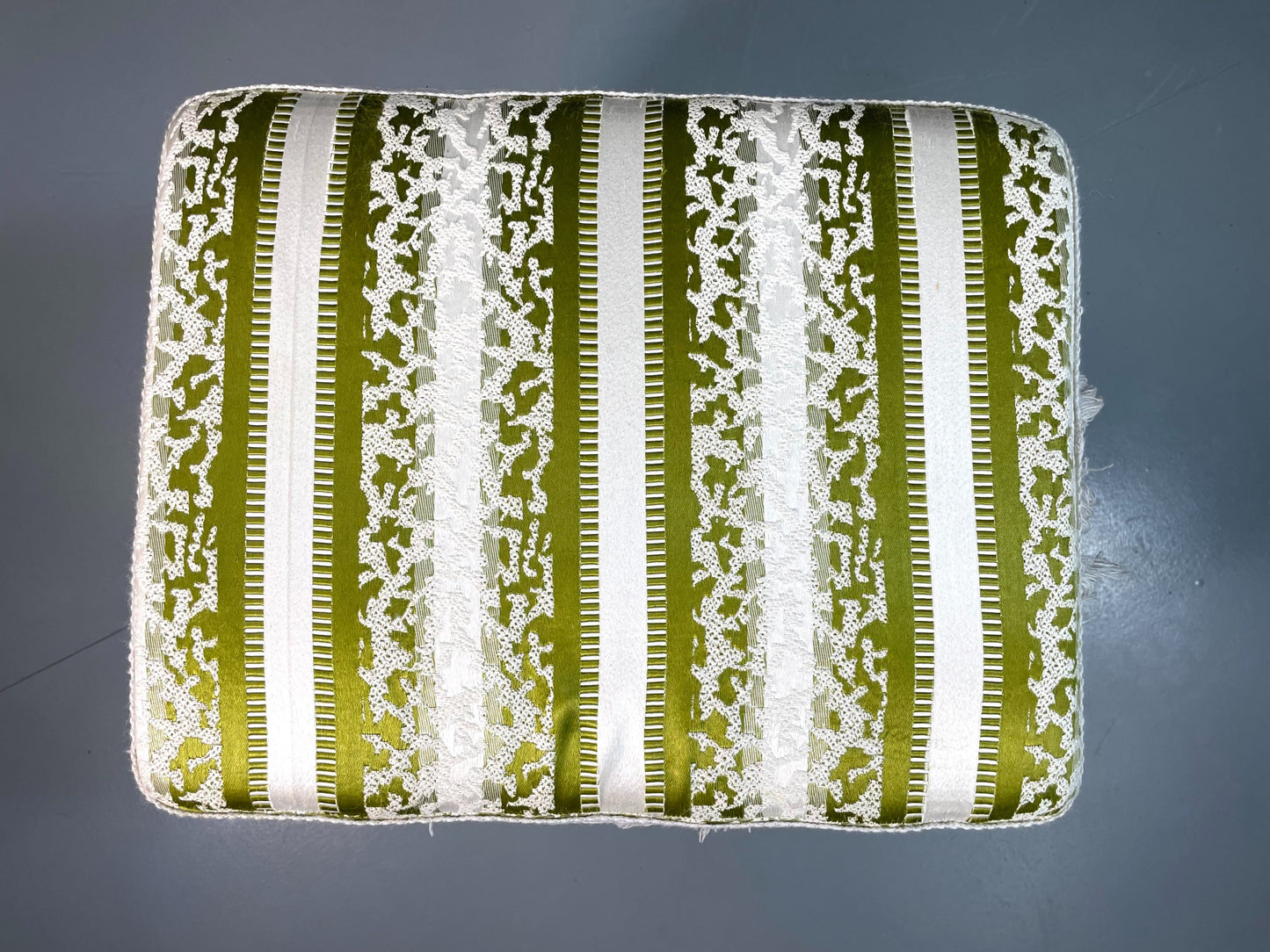 Vintage Danish 1960s Regency Revival Foot Stool White & Green Retro EB06333