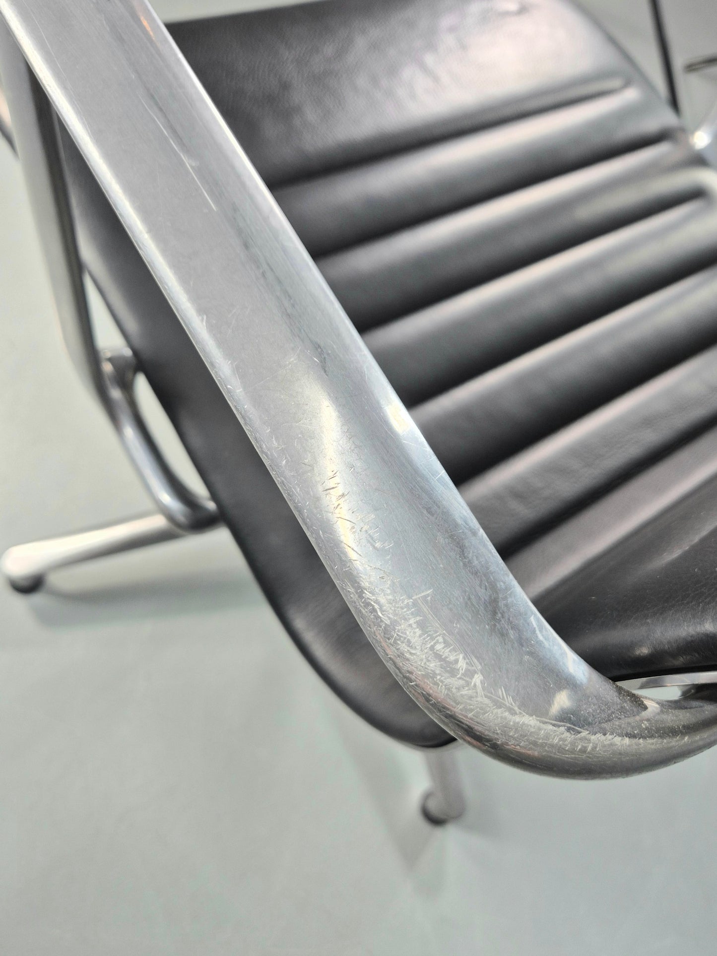 Vintage ICF Eames Style Office Chair Leather and Aluminium EB12241