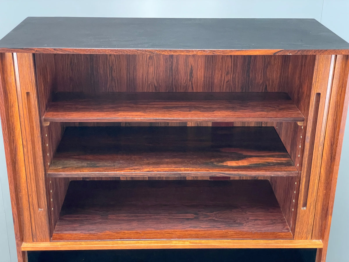 Vintage Danish Wall Unit Mid Century 1960s Tambour Shelving Cabinet Retro 13101