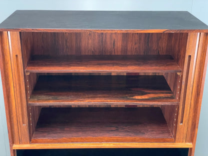 Vintage Danish Wall Unit Mid Century 1960s Tambour Shelving Cabinet Retro 13101