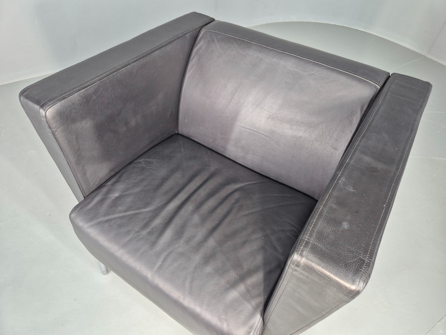 Vintage Leather Armchair Chrome Base Modern Design Orangebox Dee-01 EB12568