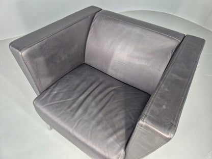 Vintage Leather Armchair Chrome Base Modern Design Orangebox Dee-01 EB12568