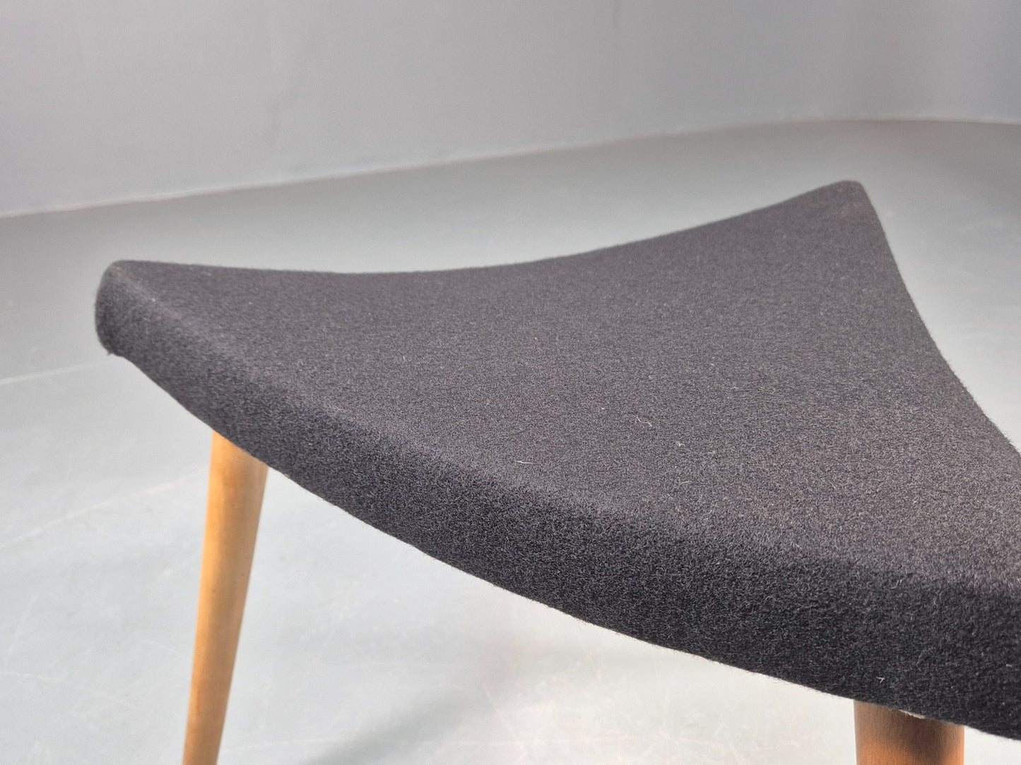 Vintage Danish Mid Century Footstool Triangular Black Cloth 1960s Retro EB12154