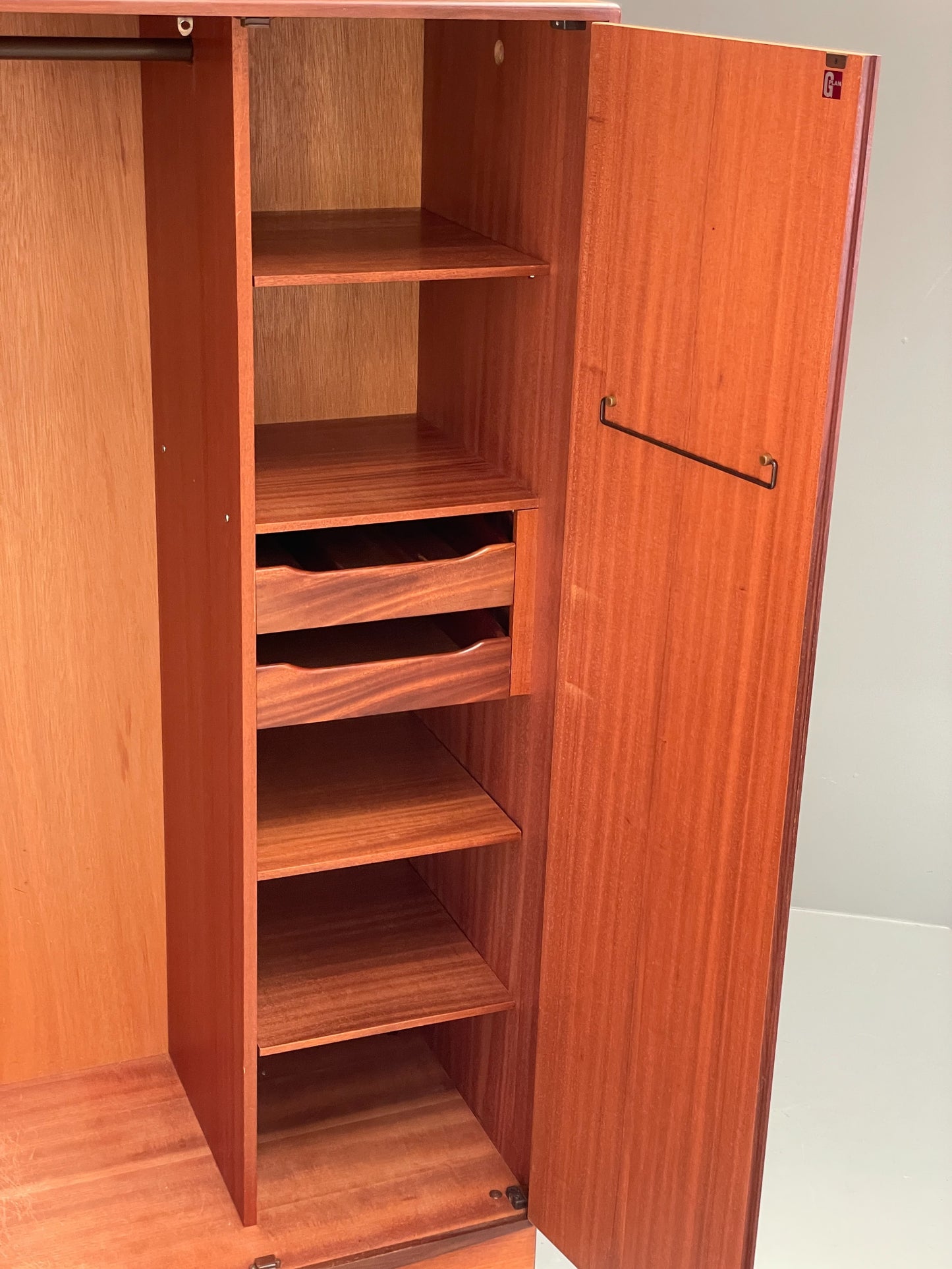 Vintage G-Plan Teak Wardrobe Clothes Rail Shelves Mid Century EB12206