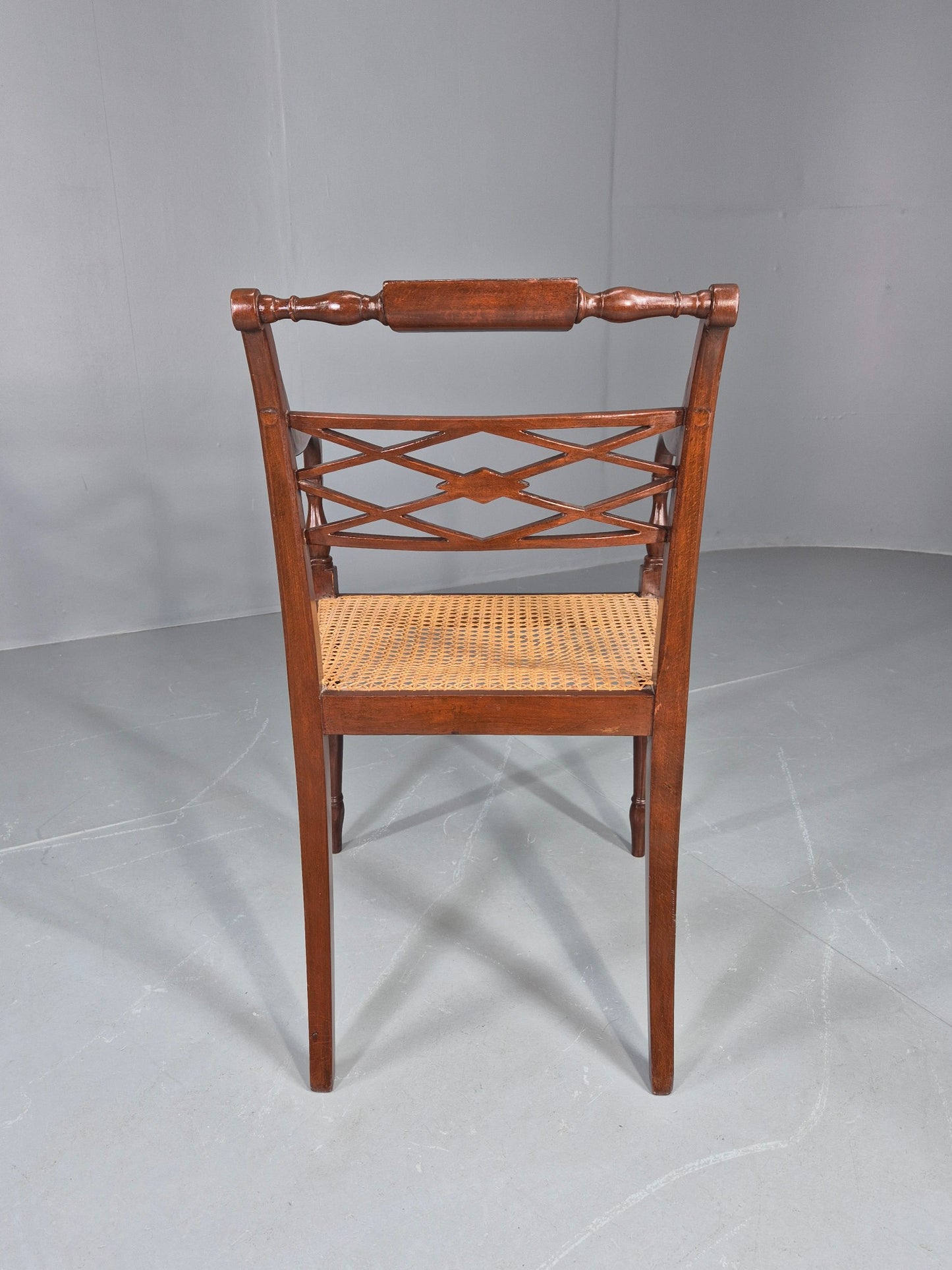 Vintage Regency Style Mahogany Armchair with Bergere Seat 1900s Antique Eb12585
