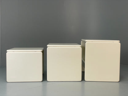 Vintage Nesting Tables White Retro Italian Side Tables 3 Curved EB12617
