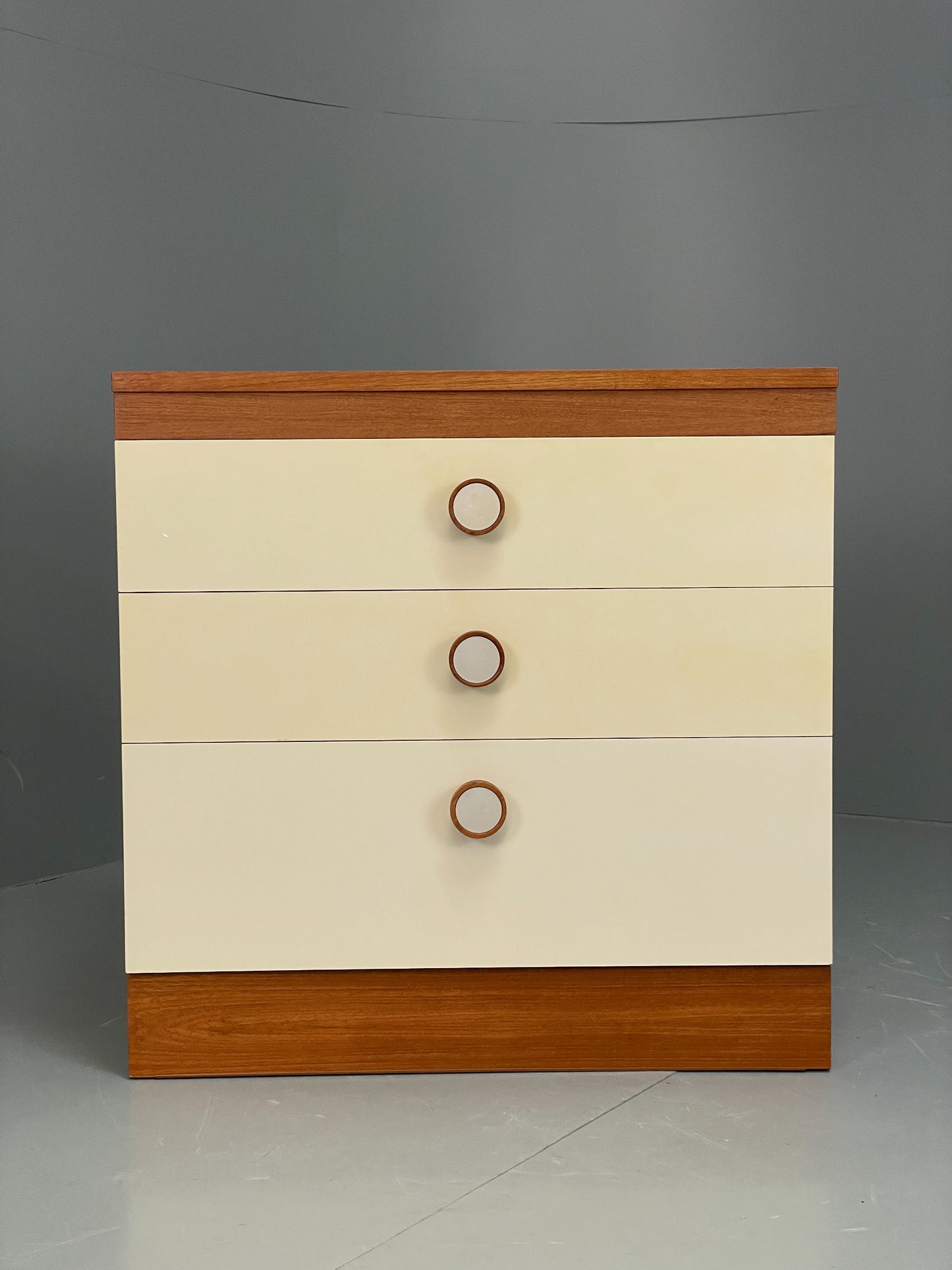 Vintage Chest Of Drawers By Uniflex Retro 1970s Teak Off White EB12196