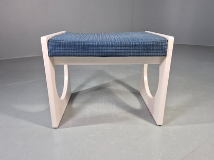 Vintage Stool 1970s Retro Blue and White Circle Pattern EB13068