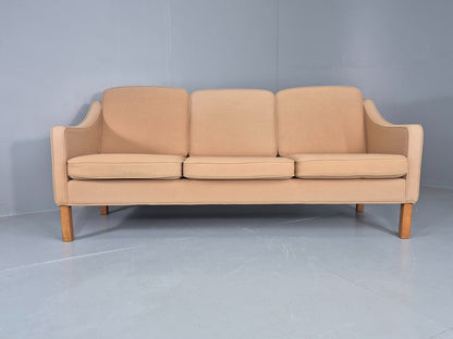 Vintage 3 Seater Sofa Beige Wool Upholstery Hurup MCM Retro 1980s EB12173