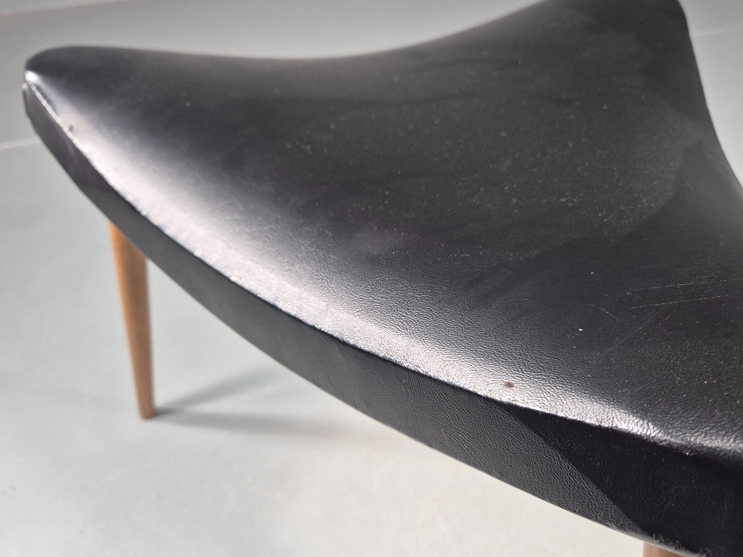 Vintage Danish Mid Century Footstool Triangular Black vinyl 1960s Retro EB12152
