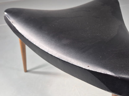 Vintage Danish Mid Century Footstool Triangular Black vinyl 1960s Retro EB12152