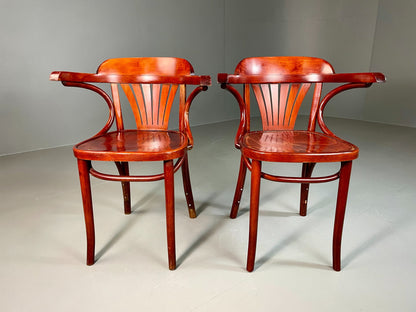 2 Bistro Chairs Thonet style Mahogany Colour Late Twentieth Century EB06253