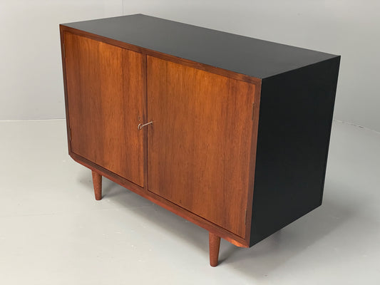 Vintage 1960s Sideboard Cabinet Danish Mid Century Darkwood Shelving EB12923
