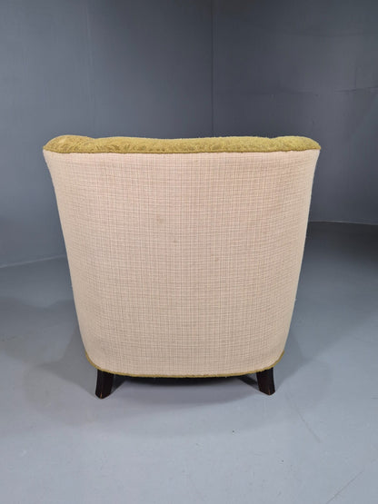 Vintage Danish Lounge Chair Green and Cream Art Deco Antique 1930s EB7575 VCLO