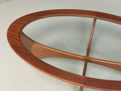 G Plan Astro Coffee Table Oval Teak 1960s Mid Century Vintage Glass Top EB12950