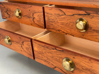 Vintage Chest Of Drawers TV Unit Danish 1960s Mid Century Brass Darkwood EB12350
