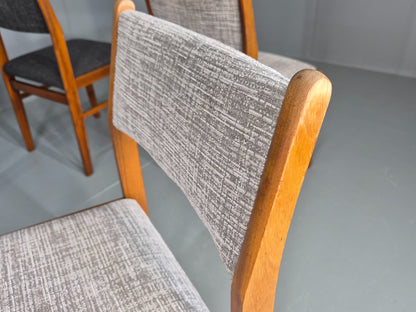 6 Vintage Mid Century Dining Chairs Teak Frame Two Tone Coverings 1970s  EB12035