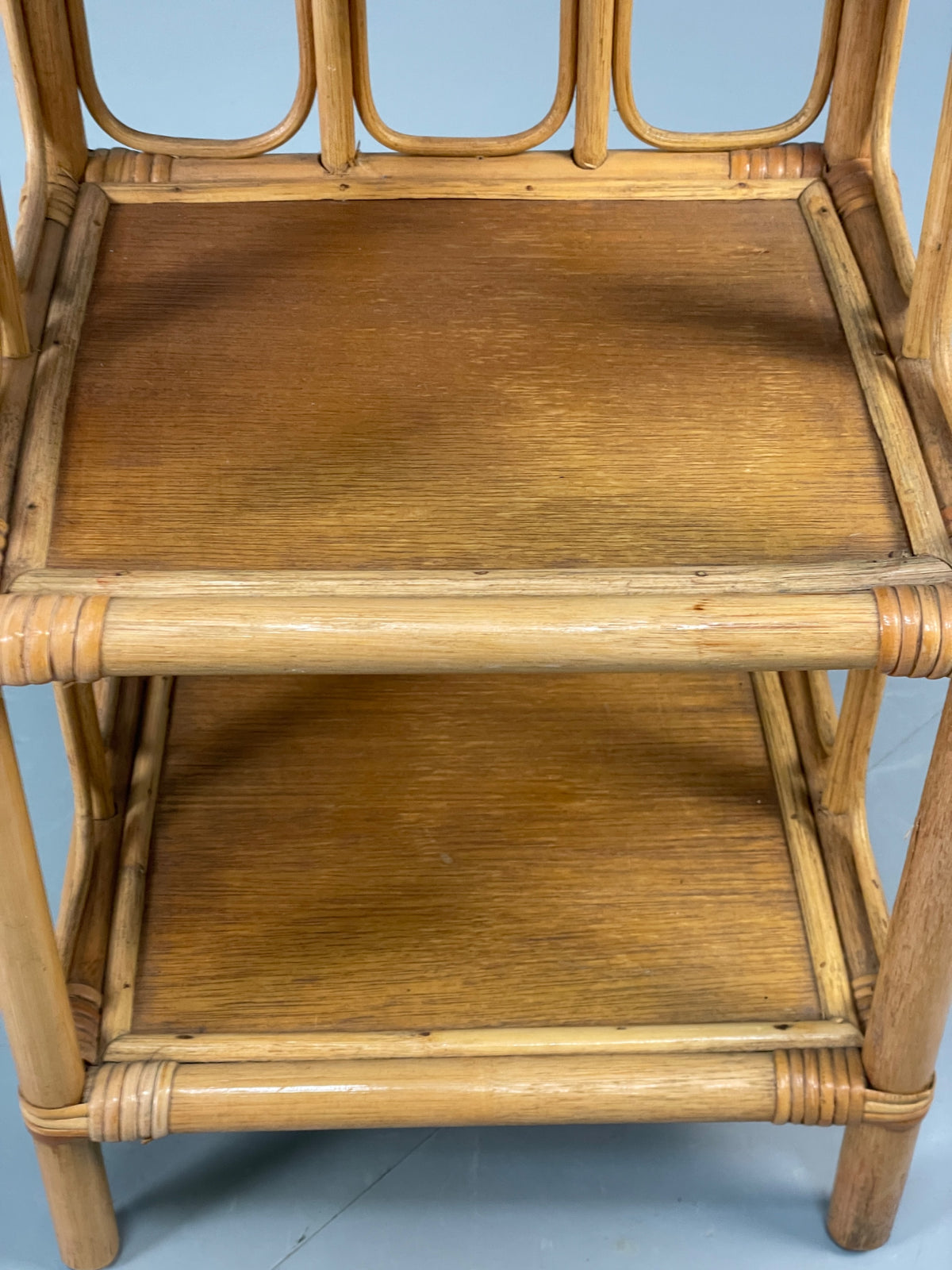 Vintage Bamboo Shelf Stand Mid Century Retro Bathroom Makeup Storage EB13121