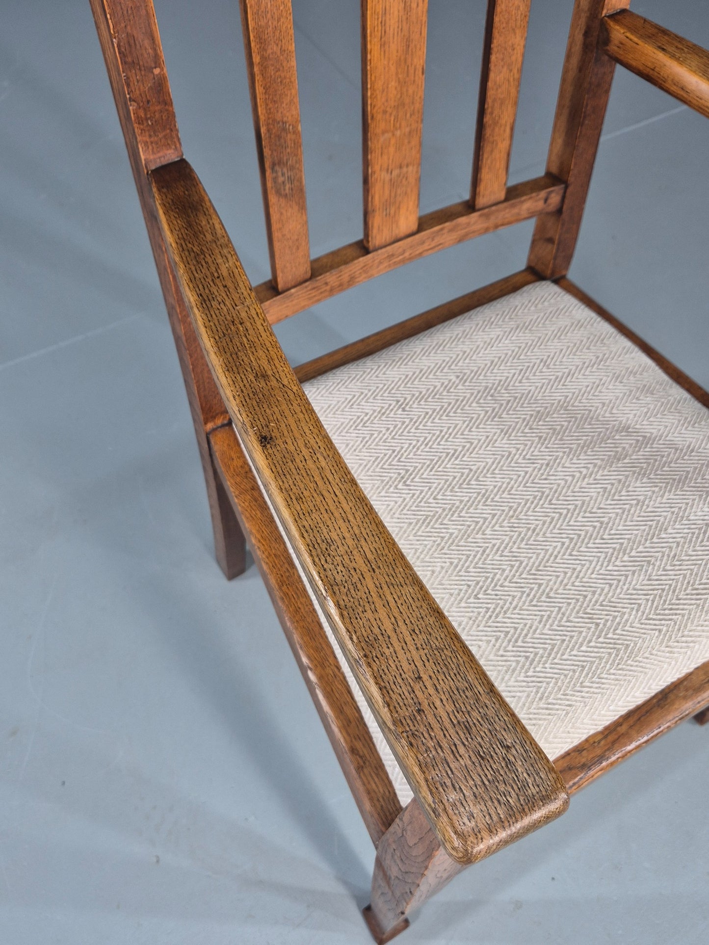 Arts and Crafts Oak Elbow Chair 1900s Antique New Seat  EB12524