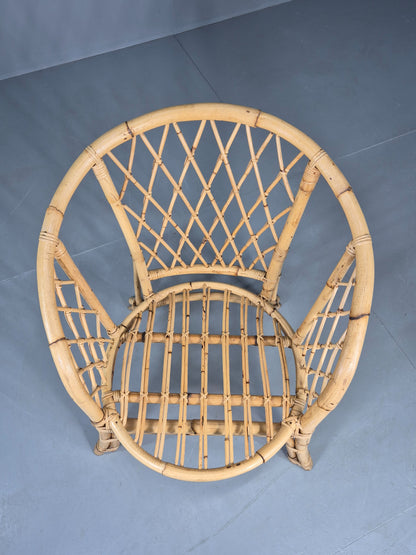 Vintage Bent Bamboose and Rattan Lounge Chair 1980s Retro Eb12649