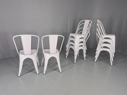 10 Off White Tolix Stlye Stacking Chair VG Condition Vintage Industrial EB12580