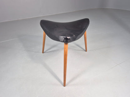 Vintage Danish Mid Century Footstool Triangular Black vinyl 1960s Retro EB12152