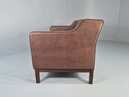 Vintage 2 Seater Sofa Mogens Hansen Brown Leather 80s Retro Mid Century EB12384