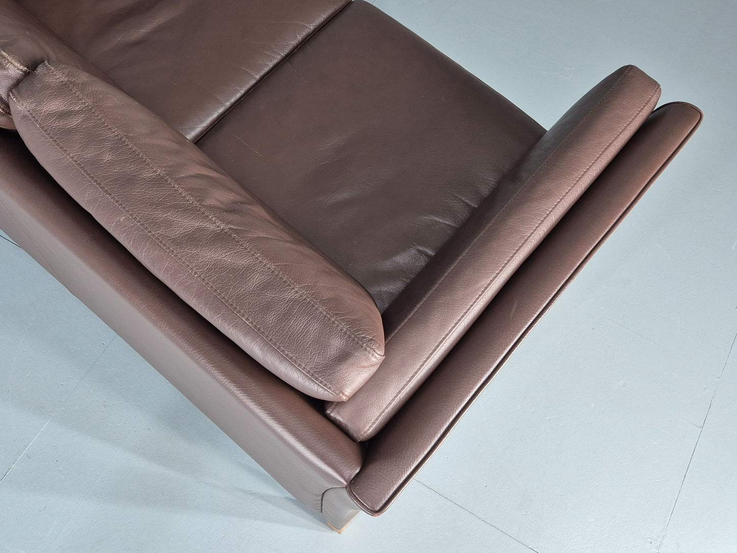 Vintage Danish 2 Seater Sofa Vemb Brown Leather 1970s Retro MCM  EB12408