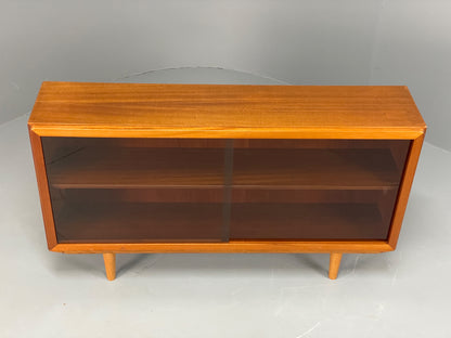 Vintage Teak Glazed Bookcase 1970s Shelving Mid Century Retro EB13151