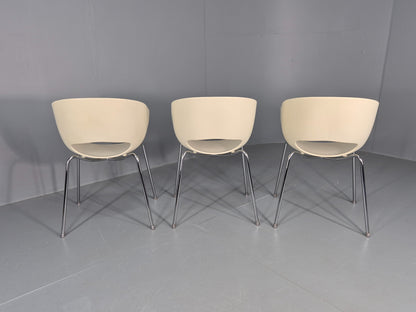 3 Vintage Orbit Chairs Moulded Plastic and Chrome Modern Design EB12131