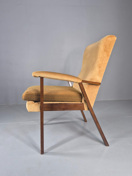 Vintage 1960s Lounge Chair Hardwood Frame with High Back Retro MCM EB11827