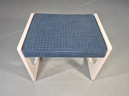 Vintage Stool 1970s Retro Blue and White Circle Pattern EB13068