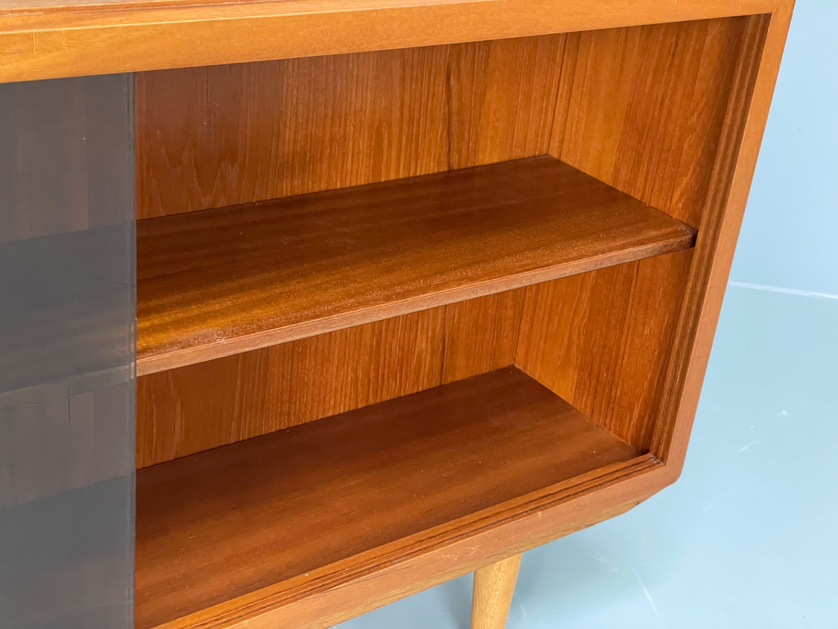 Vintage Teak Glazed Bookcase 1970s Shelving Mid Century Retro EB13151