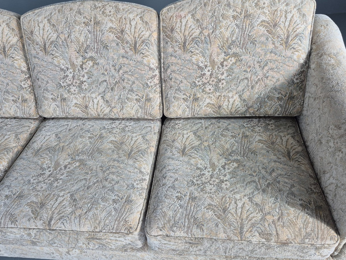 Vintage Danish 3 seater Sofa 1980s Floral Cotton Velour retro MCM EB12562