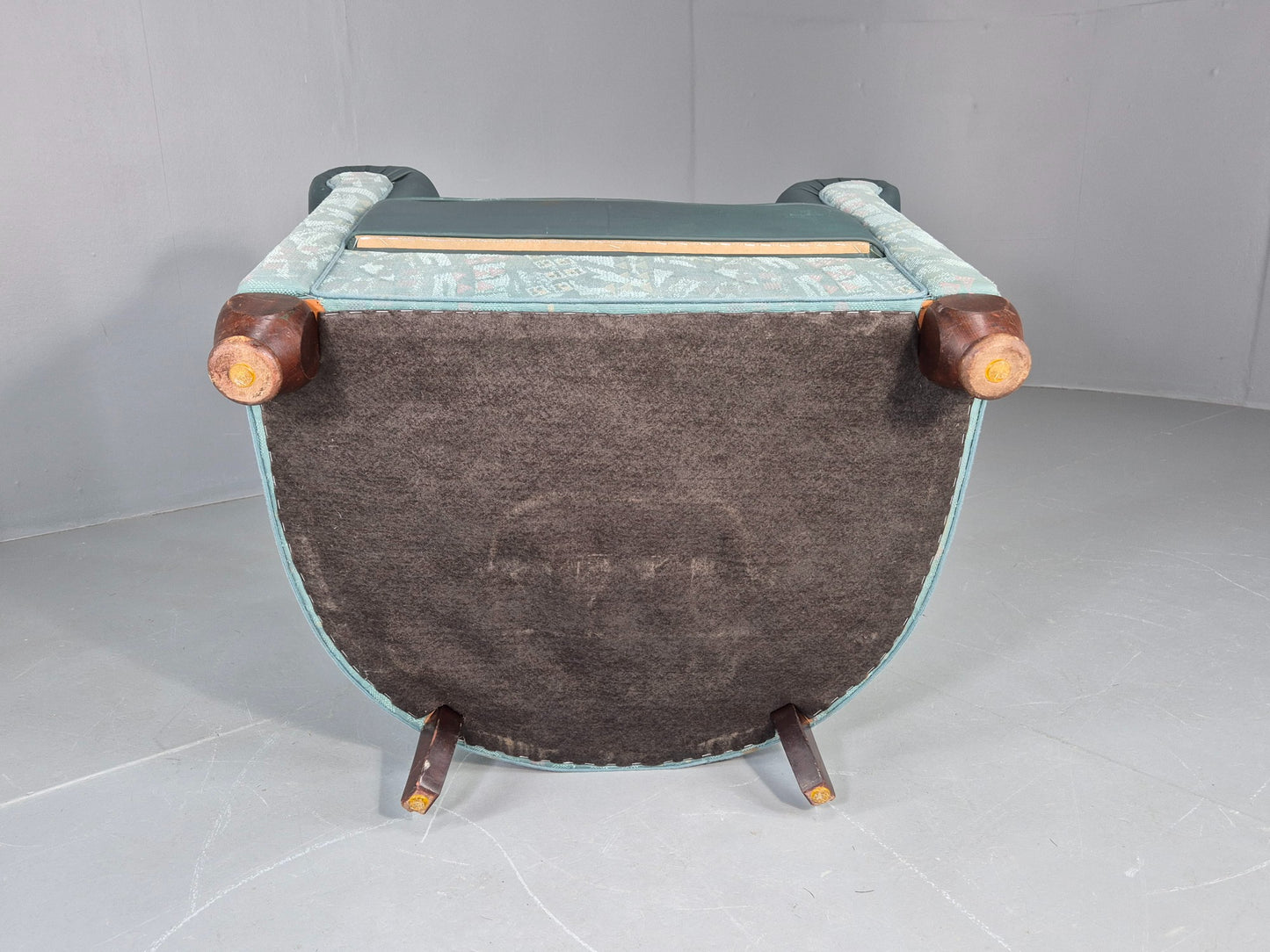Vintage Art Deco Tub Barrel Chair 1980s Make Over Turquoise Retro EB12714