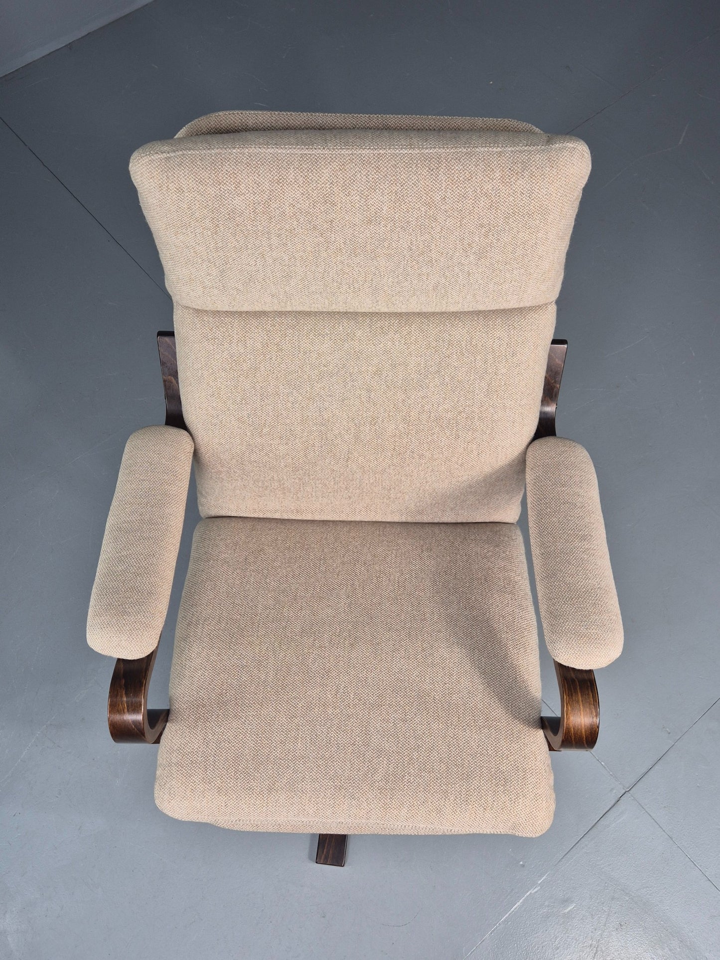 Vintage Danish Mid Century Swivel Chair Cream Bentwood Frame1970s Retro EB12123