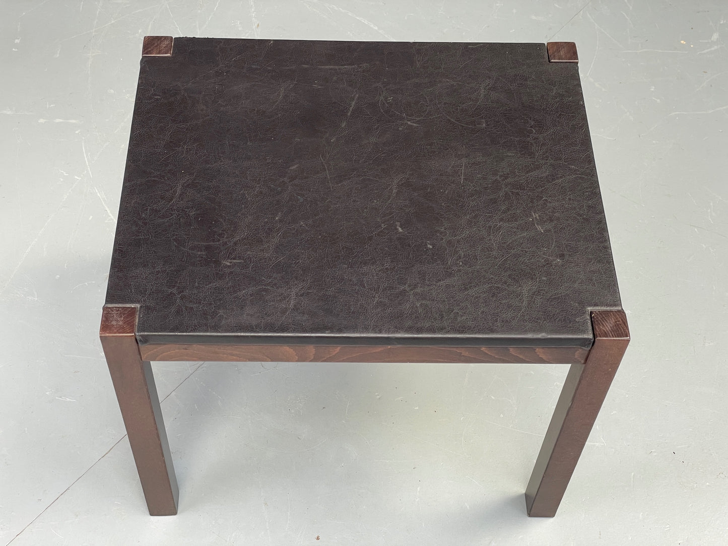 Vintage Danish Coffee Table Leather Topped Rectangular Dark Beech Wood EB12278