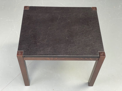 Vintage Danish Coffee Table Leather Topped Rectangular Dark Beech Wood EB12278