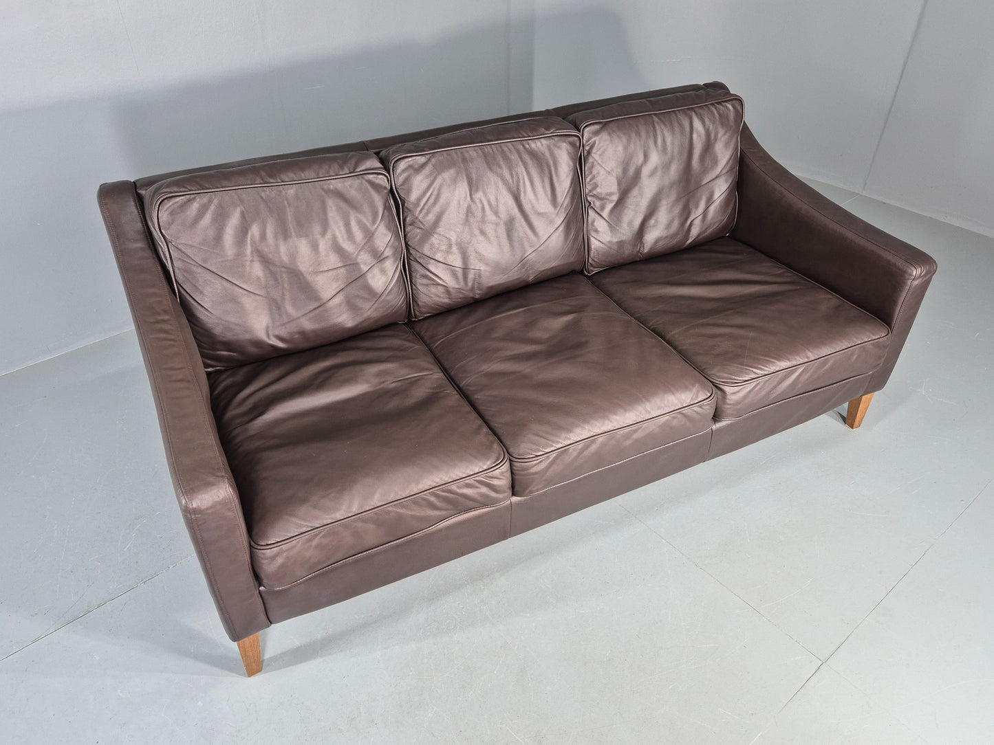 Vintage Scandinavian Style 3 Seat Sofa Sofa.com Brand Brown Leather EB12307