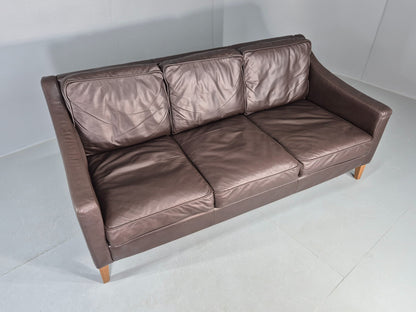 Vintage Scandinavian Style 3 Seat Sofa Sofa.com Brand Brown Leather EB12307