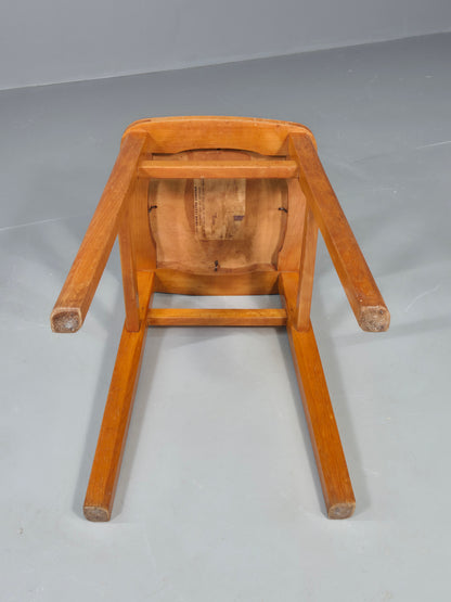Vintage Kitchen Stool 1960s Retro Red Vinyl and Beech EB12531
