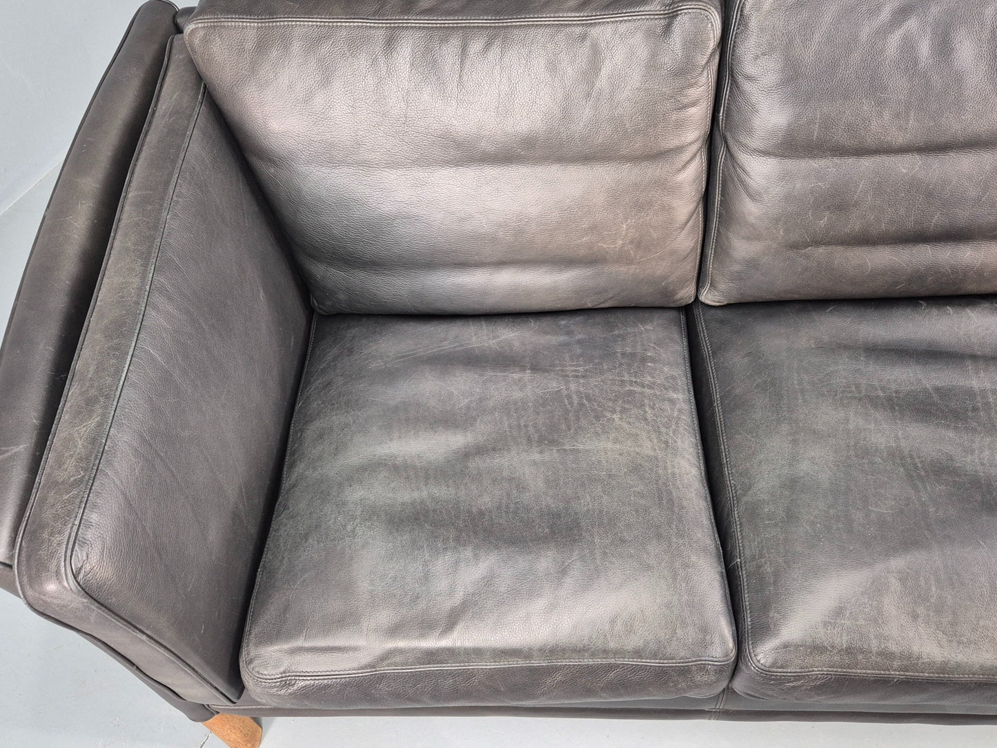 Vintage 3 Seater Sofa Danish Black Mogens Hansen 1990s MCM Retro EB11949