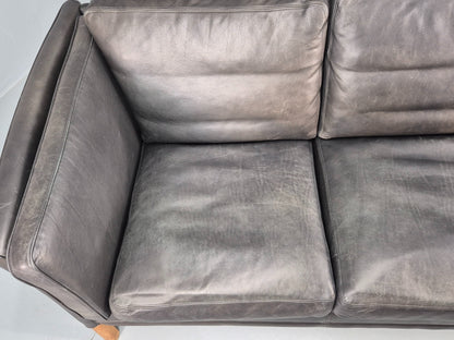 Vintage 3 Seater Sofa Danish Black Mogens Hansen 1990s MCM Retro EB11949