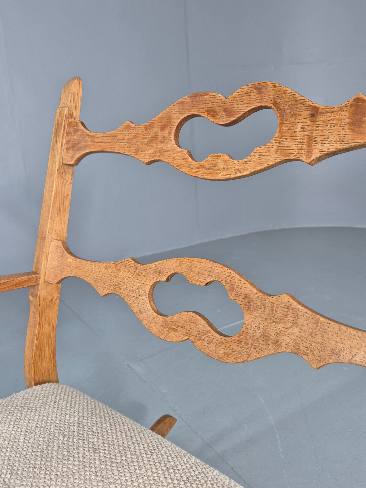 Vintage Danish Rocking Chair by Henning Kjaernulf Oak and Oatmeal 1970s  EB13042