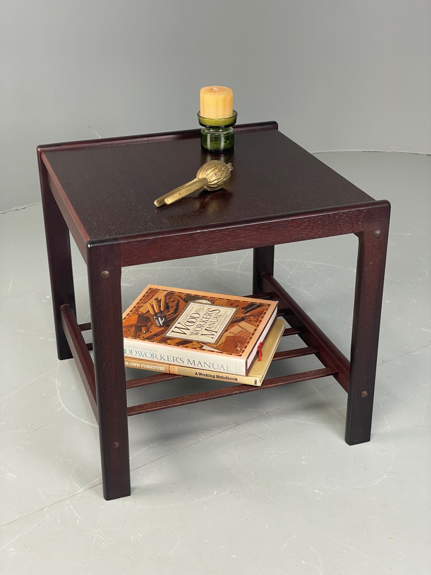 Vintage Danish Coffee Table Retro 1970s Darkwood With Magazine Rack EB12221
