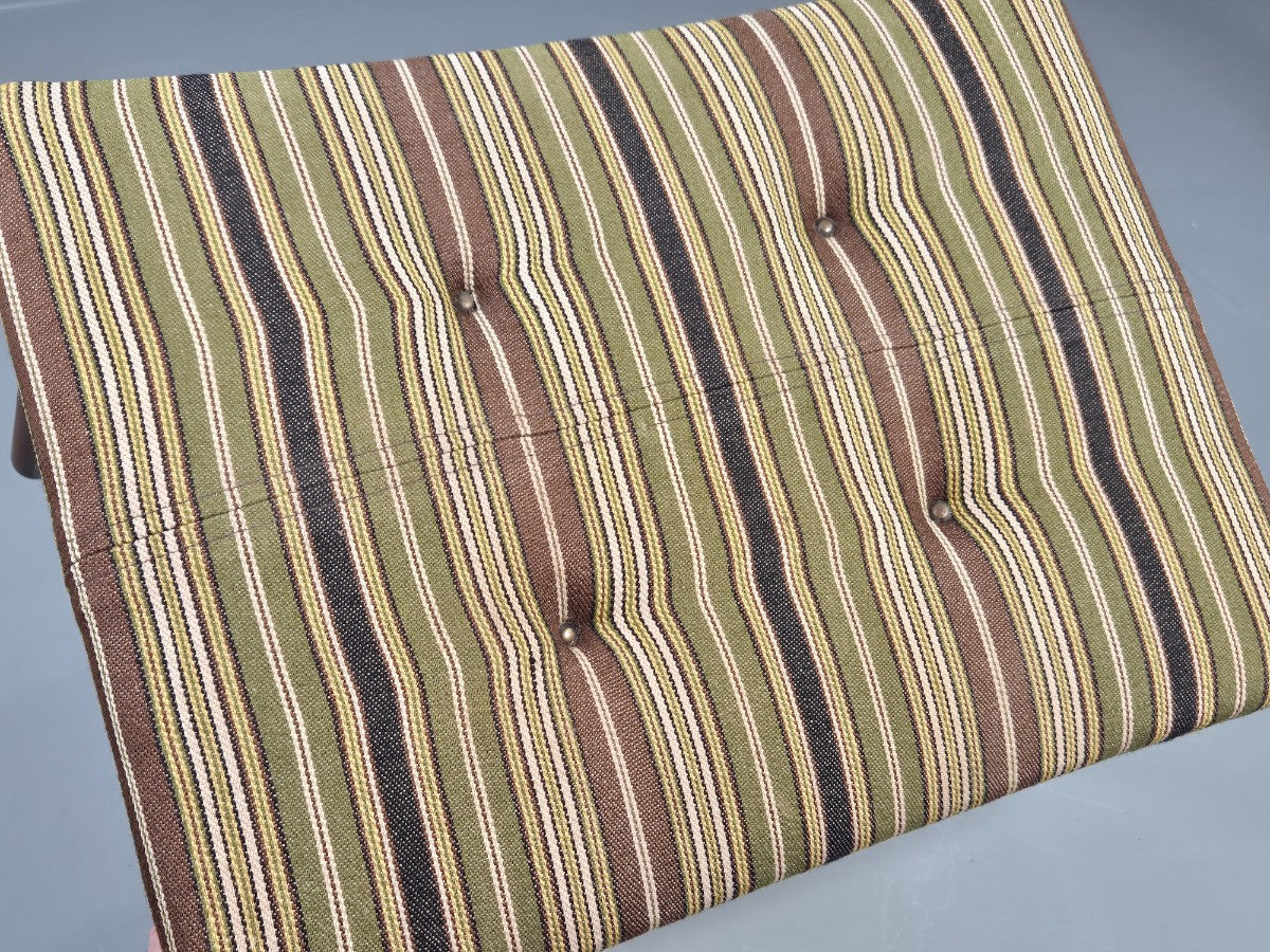 Vintage Mid Century Footstool Danish Design Wool Stripe Retro 1960s EB12099