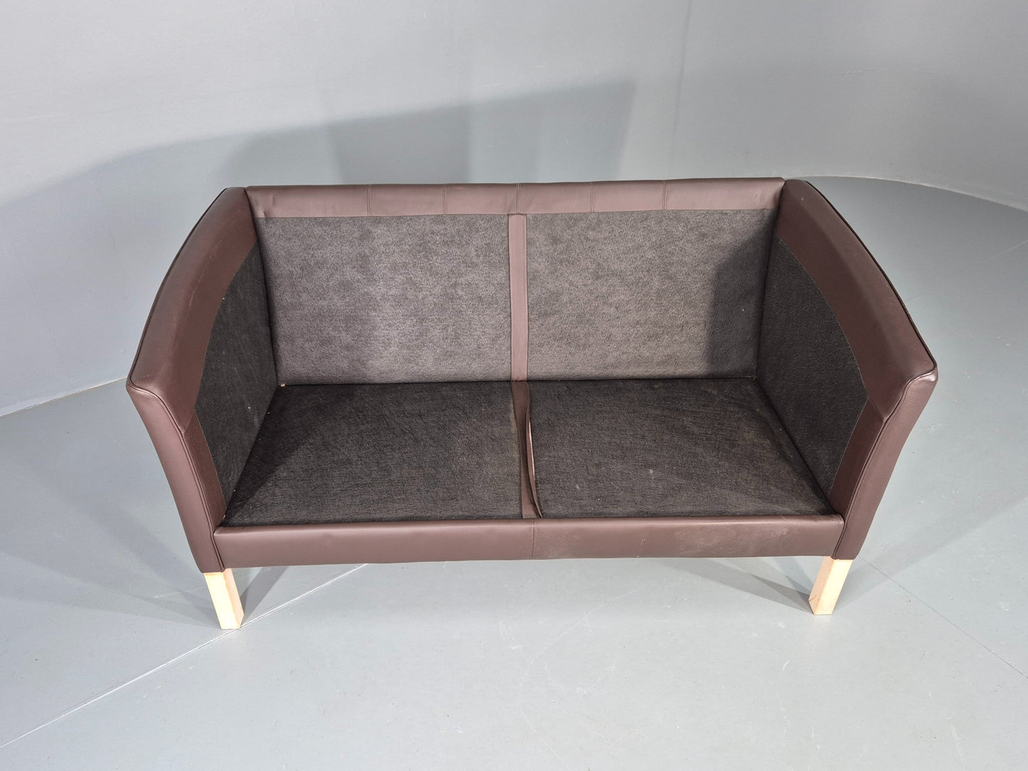 Vintage Danish 2 Seater Sofa Brown Leather 1980s Retro MCM EB12444